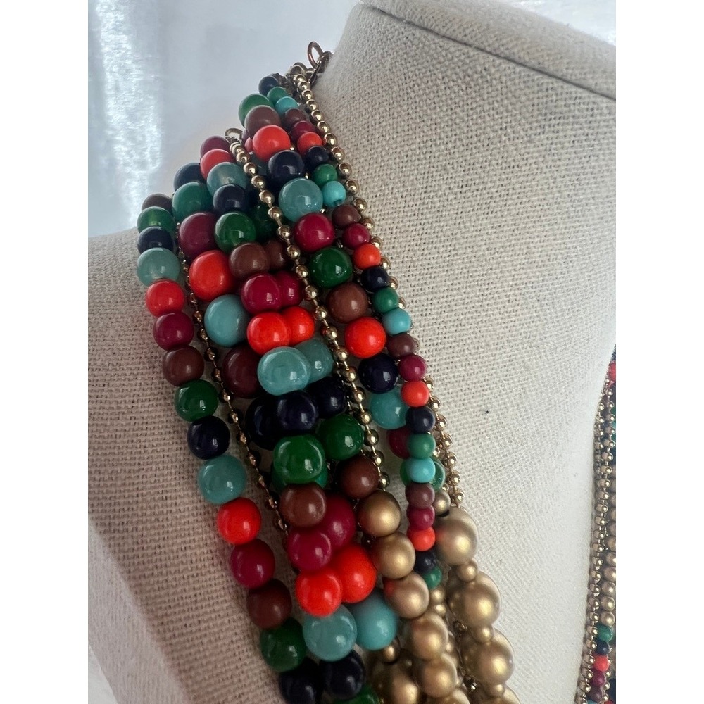 Multistrand Beaded Necklace Gold Amrita Singh Layered Statement Chunky Colorful - Picture 14 of 16